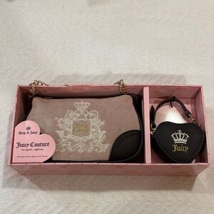 Juicy Couture Pink and Brown Clutch Set